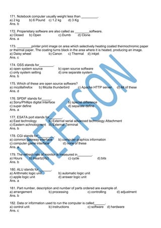 Computer Fundamental MCQ Most Important Question | PDF