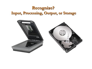 Recognize?
Input, Processing, Output, or Storage
 