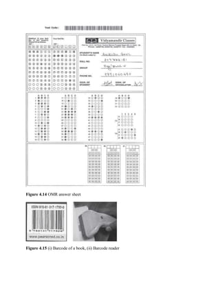 Figure 4.14 OMR answer sheet
Figure 4.15 (i) Barcode of a book, (ii) Barcode reader
 