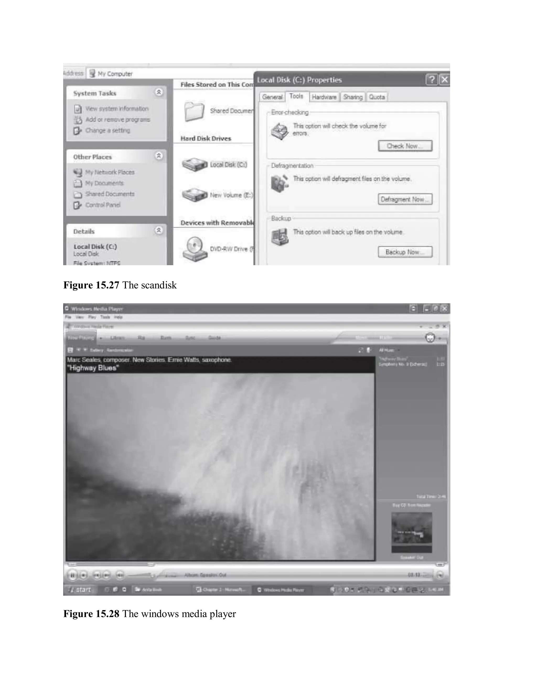 Figure 15.27 The scandisk
Figure 15.28 The windows media player
 