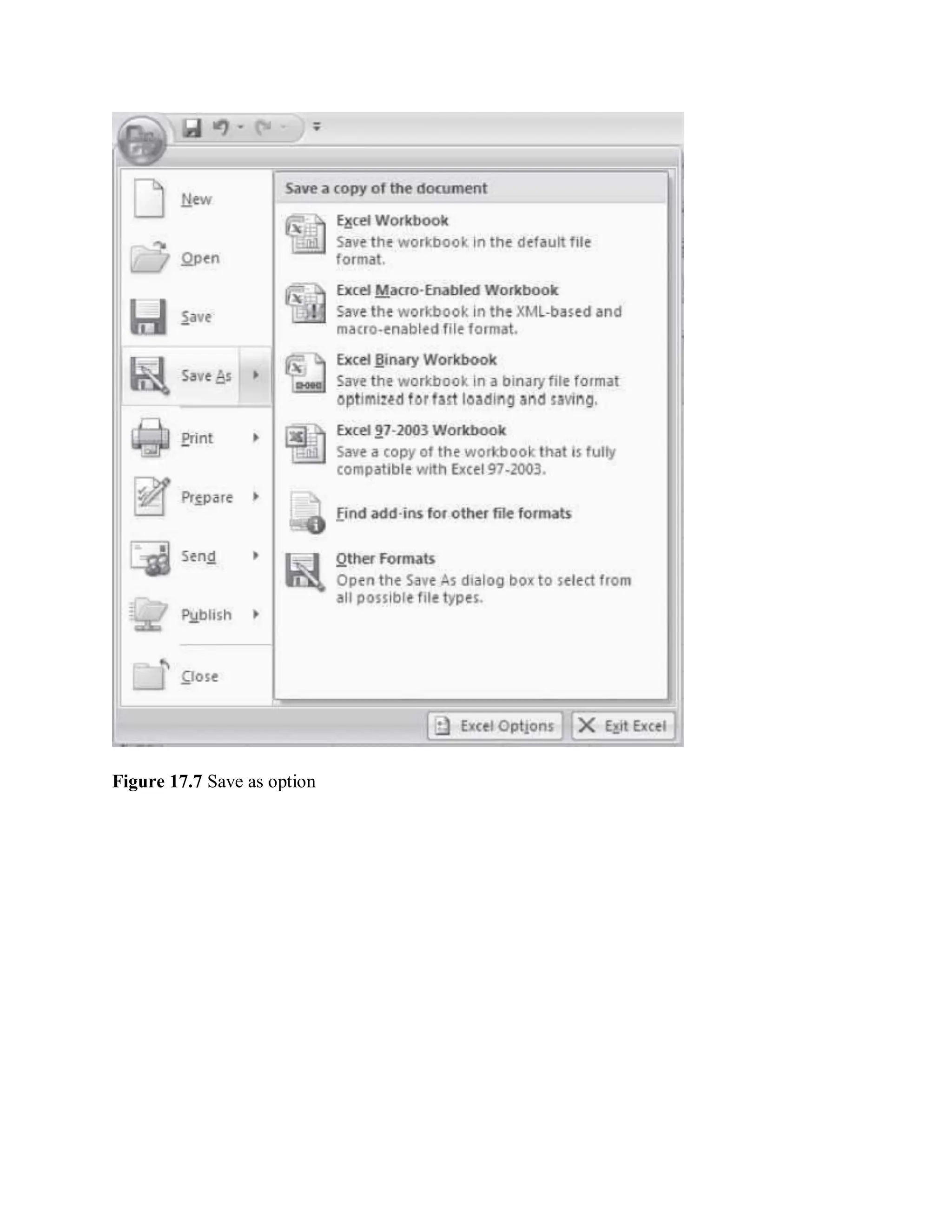 Figure 17.7 Save as option
 