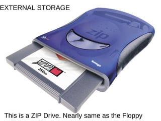 EXTERNAL STORAGE

This is a ZIP Drive. Nearly same as the Floppy

 