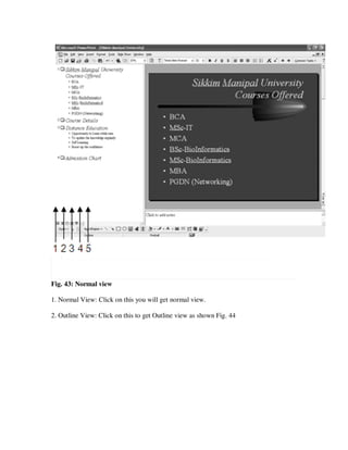 Fig. 43: Normal view

1. Normal View: Click on this you will get normal view.

2. Outline View: Click on this to get Outline view as shown Fig. 44
 