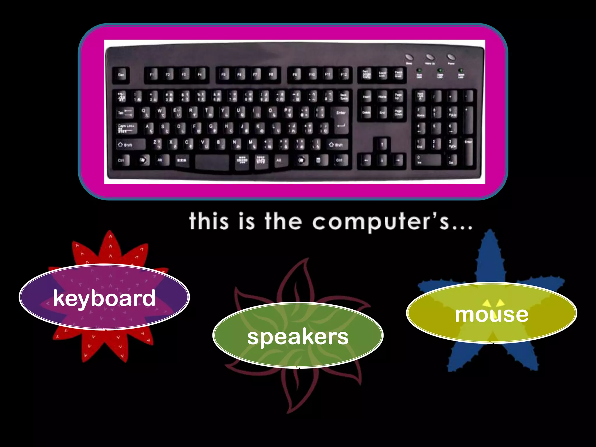 keyboard
mouse
speakers