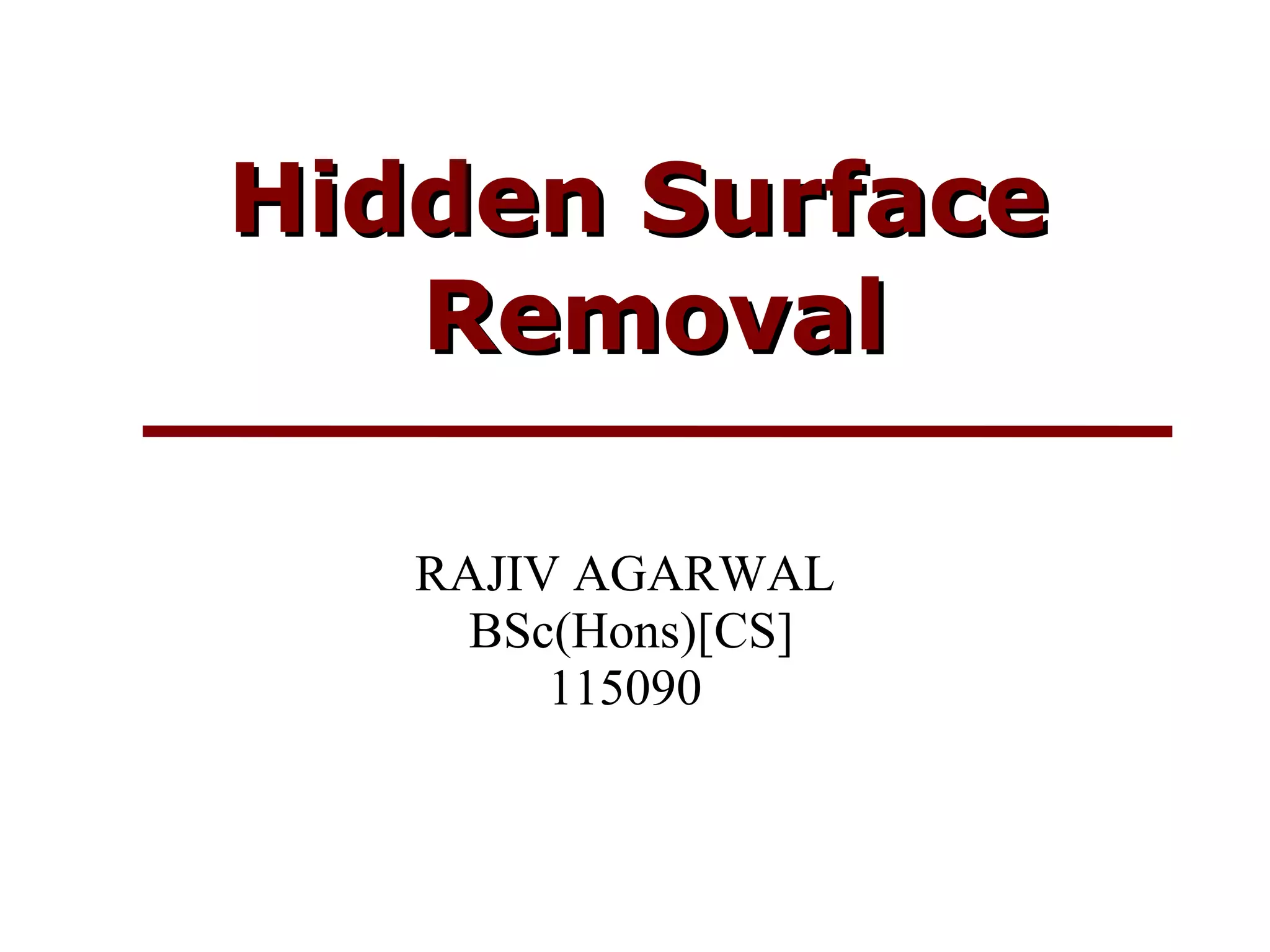 hidden surface elimination using z buffer algorithm | PPT