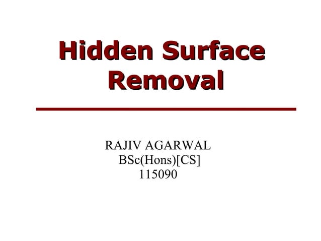 hidden surface elimination using z buffer algorithm | PPT