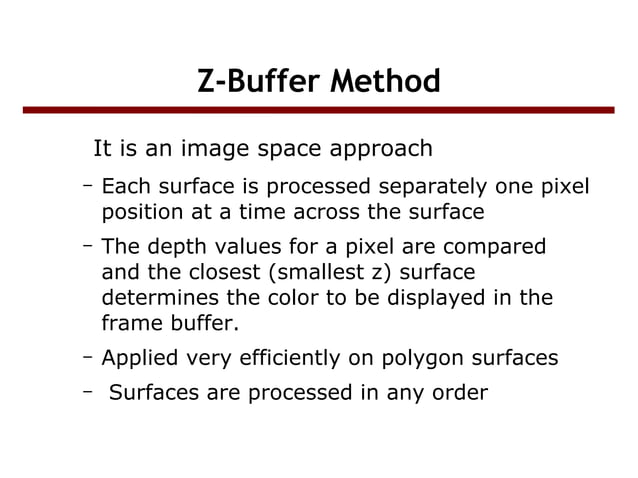 hidden surface elimination using z buffer algorithm
