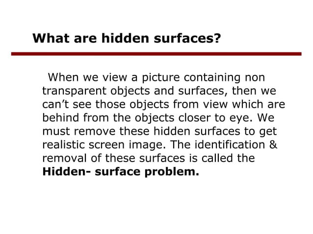 hidden surface elimination using z buffer algorithm | PPT