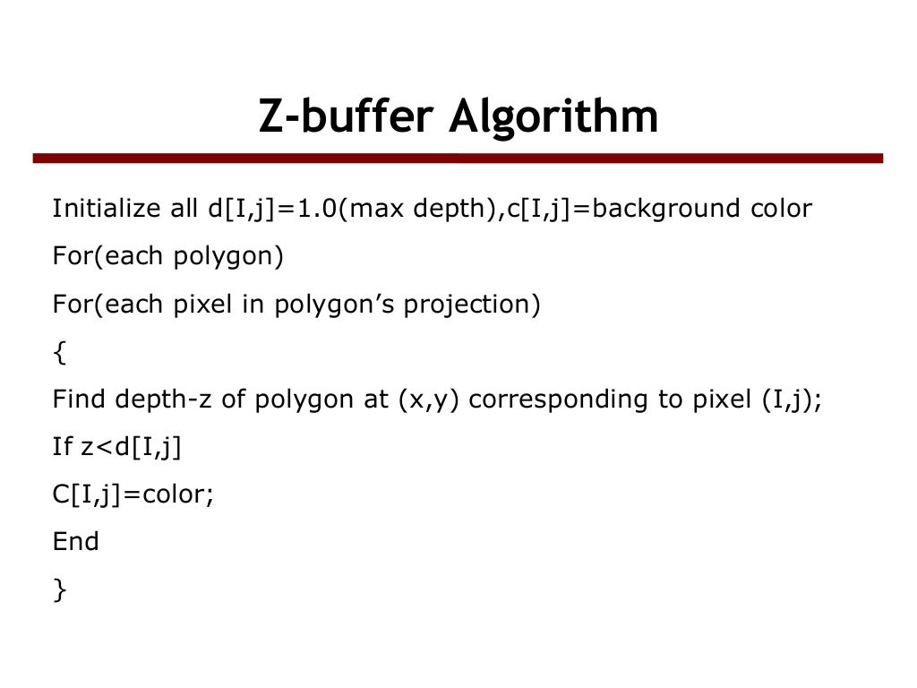 hidden surface elimination using z buffer algorithm