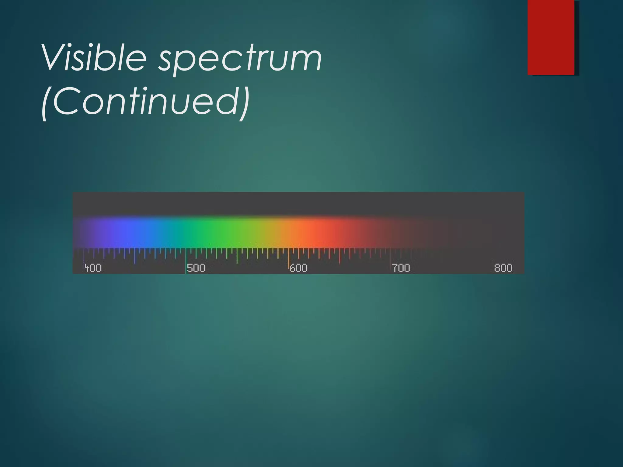 Visible spectrum
(Continued)
 