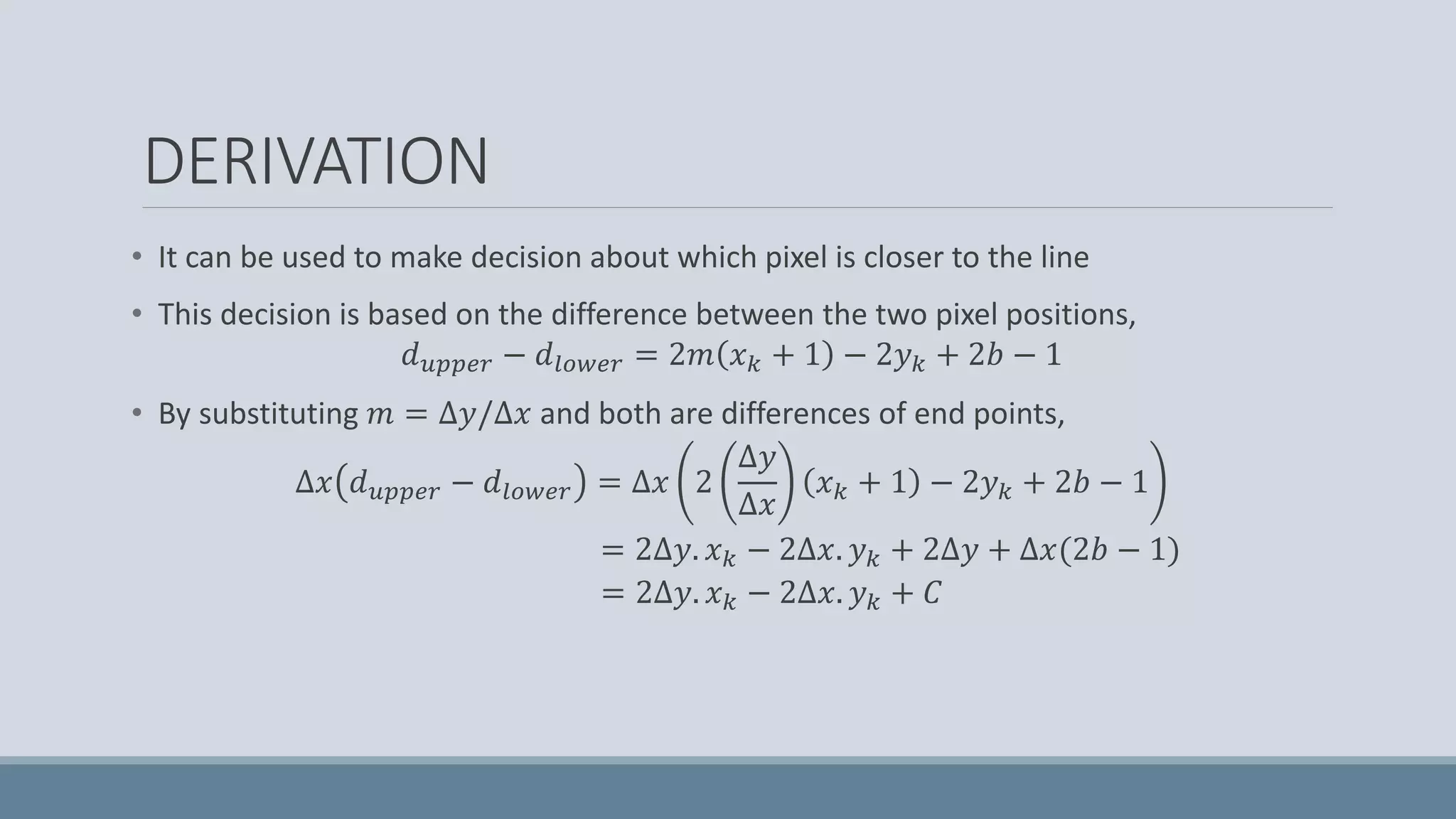 Computer graphics - bresenham line drawing algorithm | PPTX