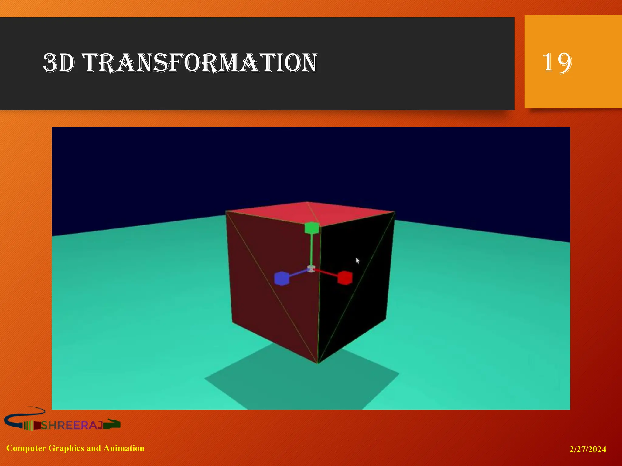 3D transformation
2/27/2024
Computer Graphics and Animation
19
 
