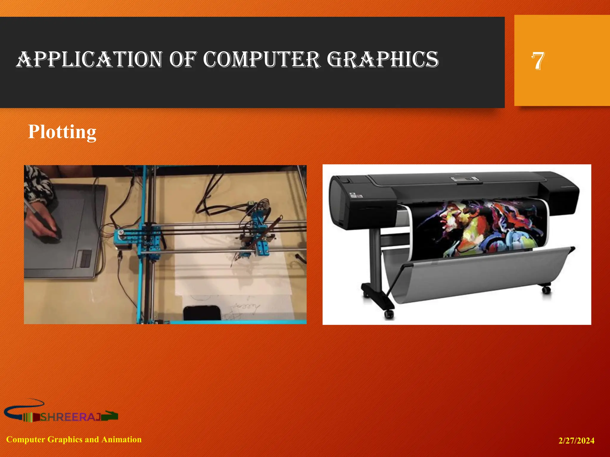 Application of Computer Graphics
2/27/2024
Computer Graphics and Animation
7
Plotting
 
