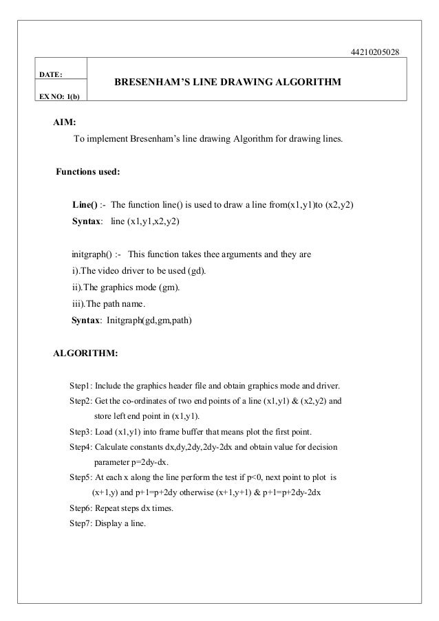 Bresenham Line Drawing Algorithm Doc : Computer graphics