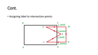 Cont.
• Assigning label to intersection points:
 