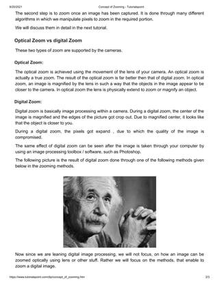 6/20/2021 Concept of Zooming - Tutorialspoint
https://www.tutorialspoint.com/dip/concept_of_zooming.htm 2/3
The second ste...