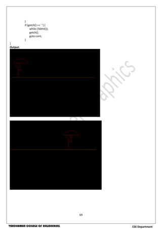 69
CSE DepartmentVARDHAMAN COLLEGE OF ENGINEERING
}
if (getch() == ' ') {
while (!kbhit());
getch();
goto cont;
}
}
Output:
 