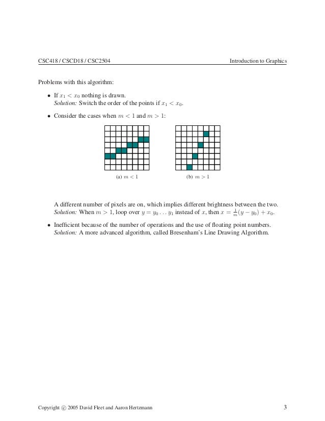 Bresenham Line Drawing Algorithm For M Greater Than 1 : Computer graphics notes
