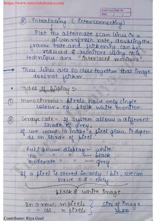 Computer graphics notes tutorials duniya | PDF