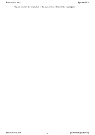 - We can also vary the orientation of the cross section relative to the sweep path.
Smartworld.asia Specworld.in
Smartzworld.com jntuworldupdates.org
35
 