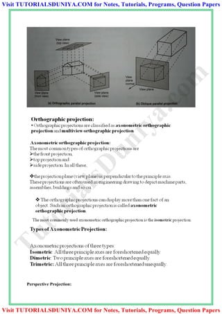 Perspective Projection:
TutorialsD
uniya.com
Visit TUTORIALSDUNIYA.COM for Notes, Tutorials, Programs, Question Papers
Visit TUTORIALSDUNIYA.COM for Notes, Tutorials, Programs, Question Papers
 
