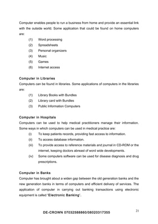 Computer Practical Hand Out Computer handout | DOC