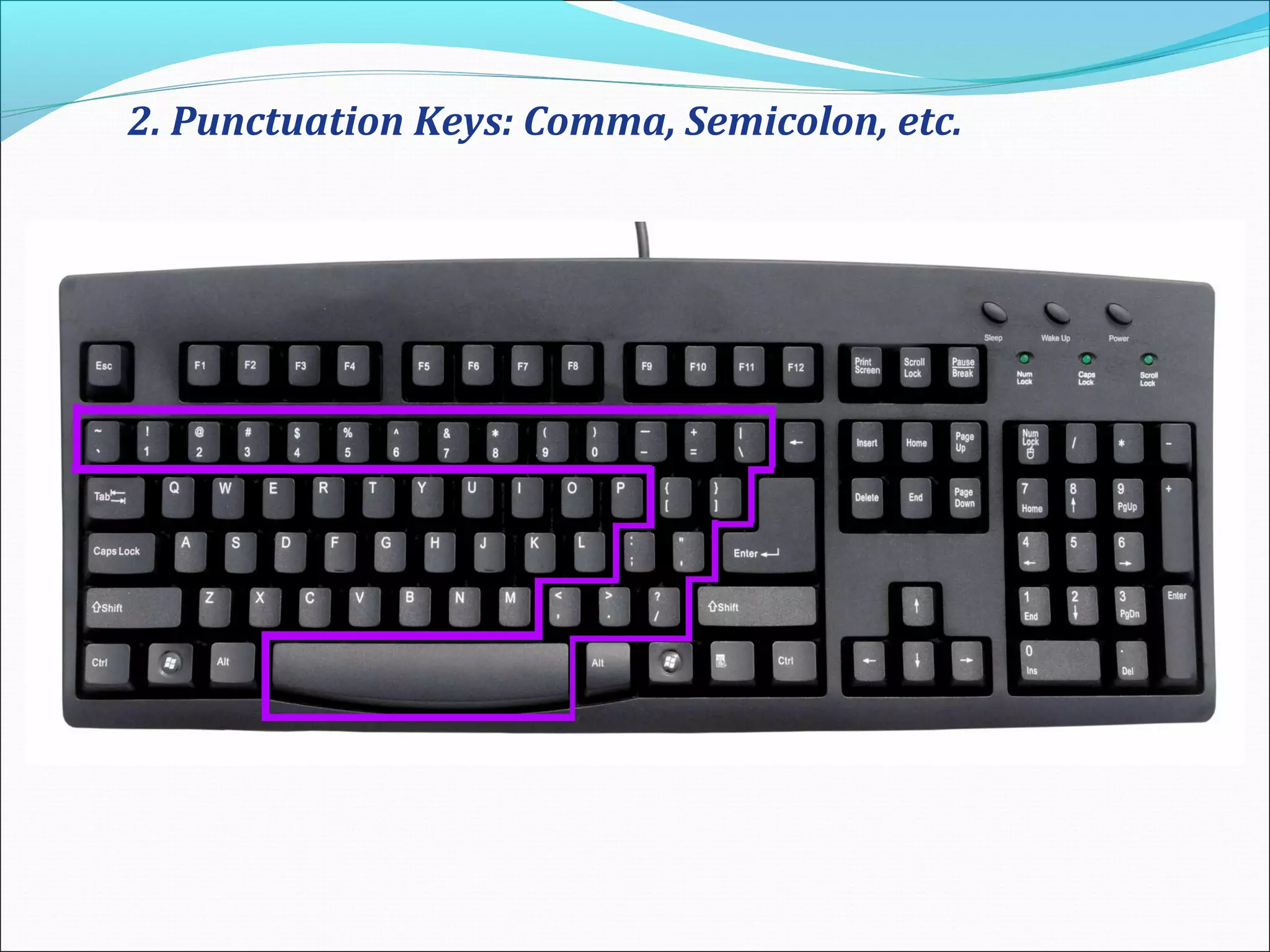 2. Punctuation Keys: Comma, Semicolon, etc.
 