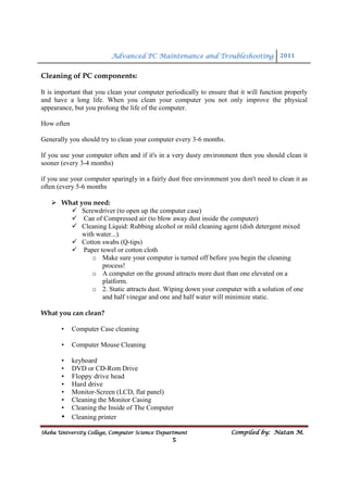 Advanced PC Maintenance and Troubleshooting | PDF
