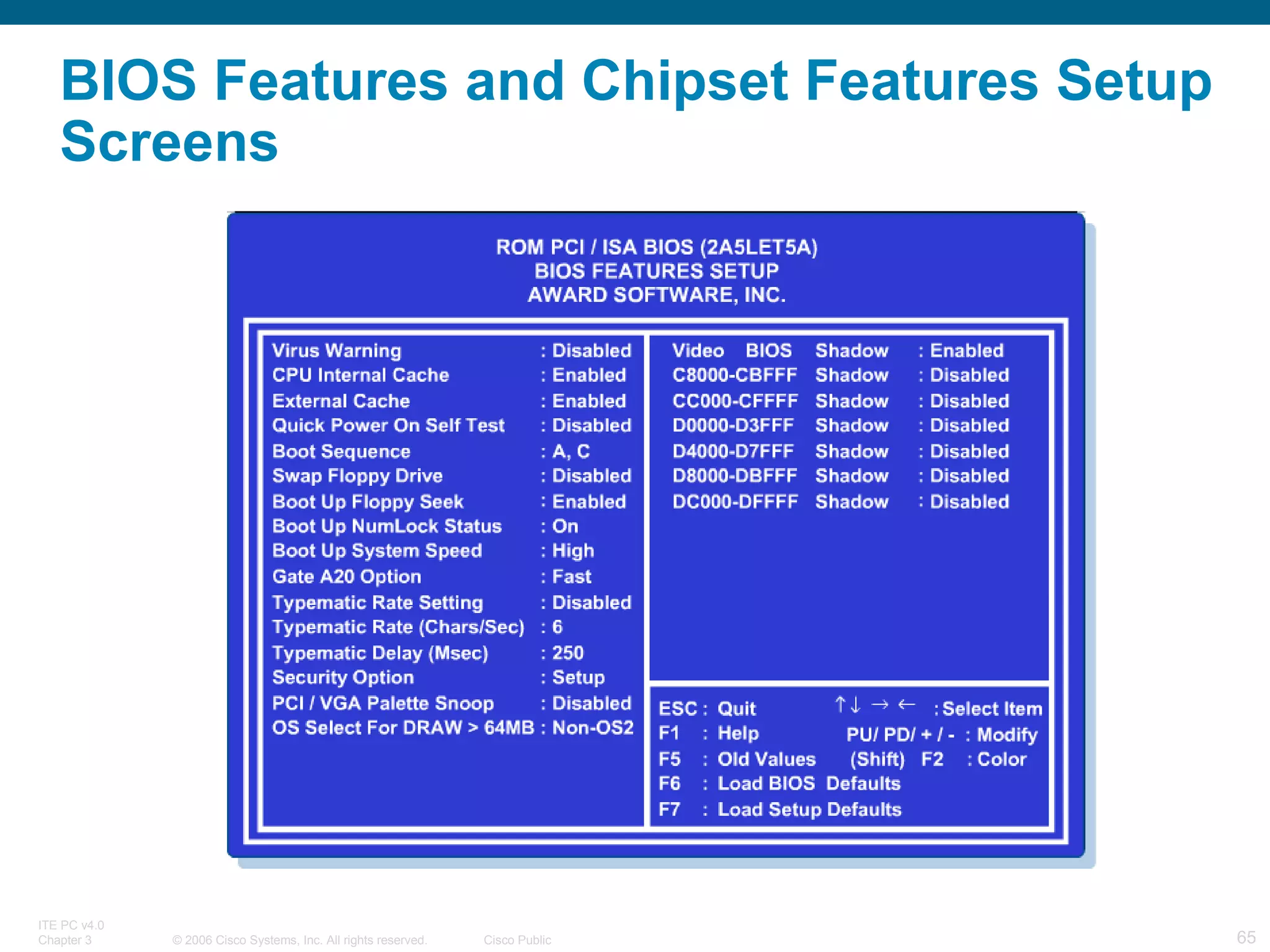 BIOS Features and Chipset Features Setup Screens   