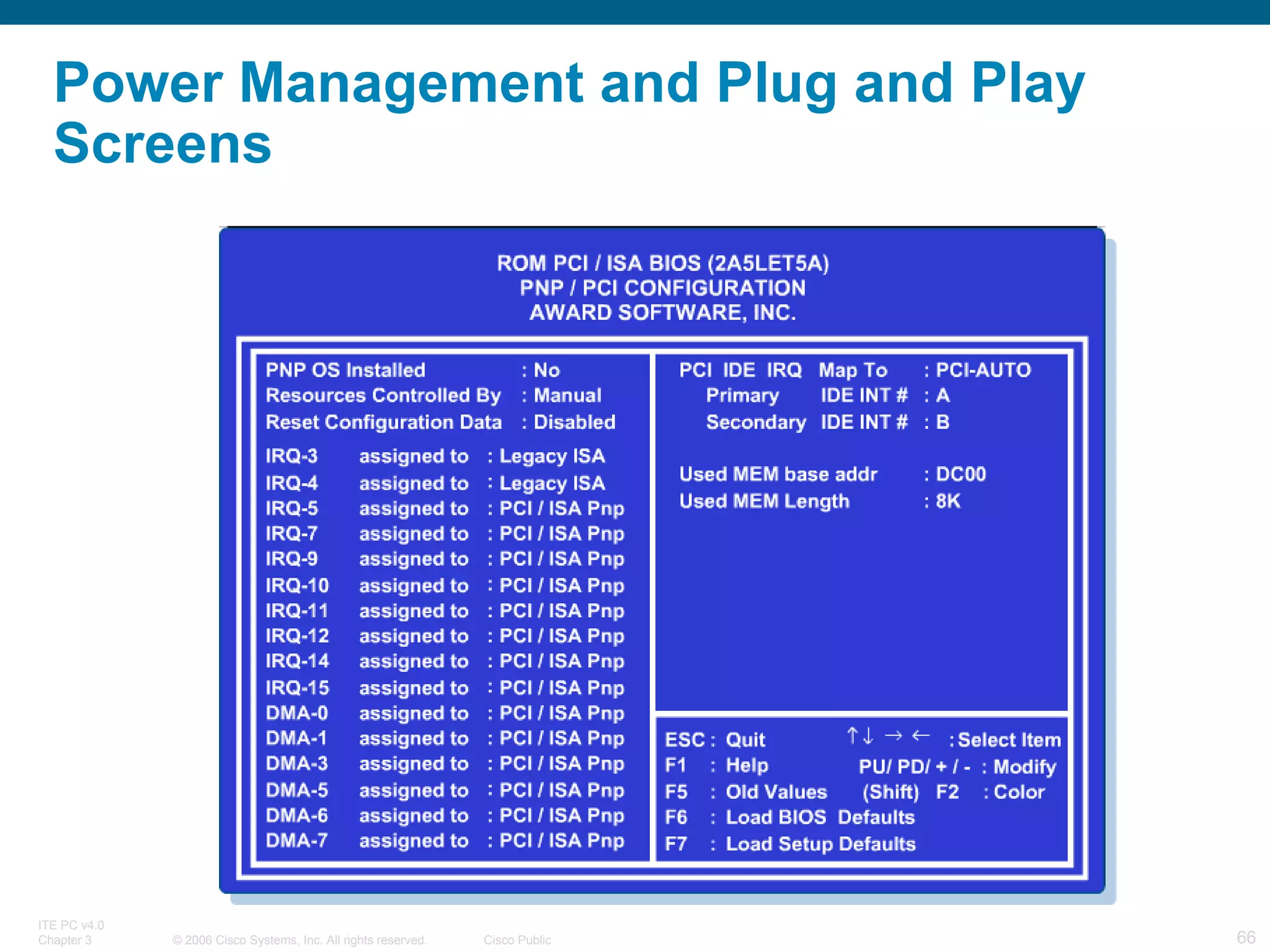 Power Management and Plug and Play Screens   