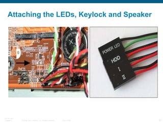 Attaching the LEDs, Keylock and Speaker 