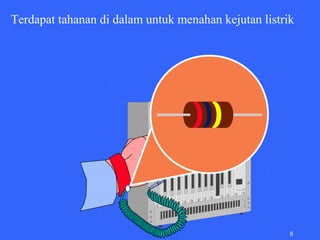 Terdapat tahanan di dalam untuk menahan kejutan listrik




                                                      8
 