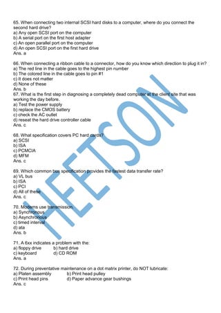 Computer Hardware MCQ Basic to Advanced Question | PDF