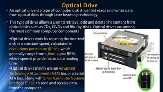 Optical Drive Structure ITWorkshop Task 1 Computer hardware & software for B.Tech R15 | PPTX