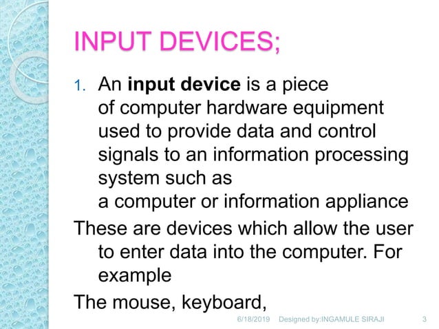 Computer input and output devices | PPTX | Computer Peripherals | Computing