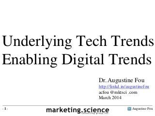 Augustine Fou- 1 -
Underlying Tech Trends
Enabling Digital Trends
Dr. Augustine Fou
http://linkd.in/augustinefou
acfou @mktsci .com
March 2014
 
