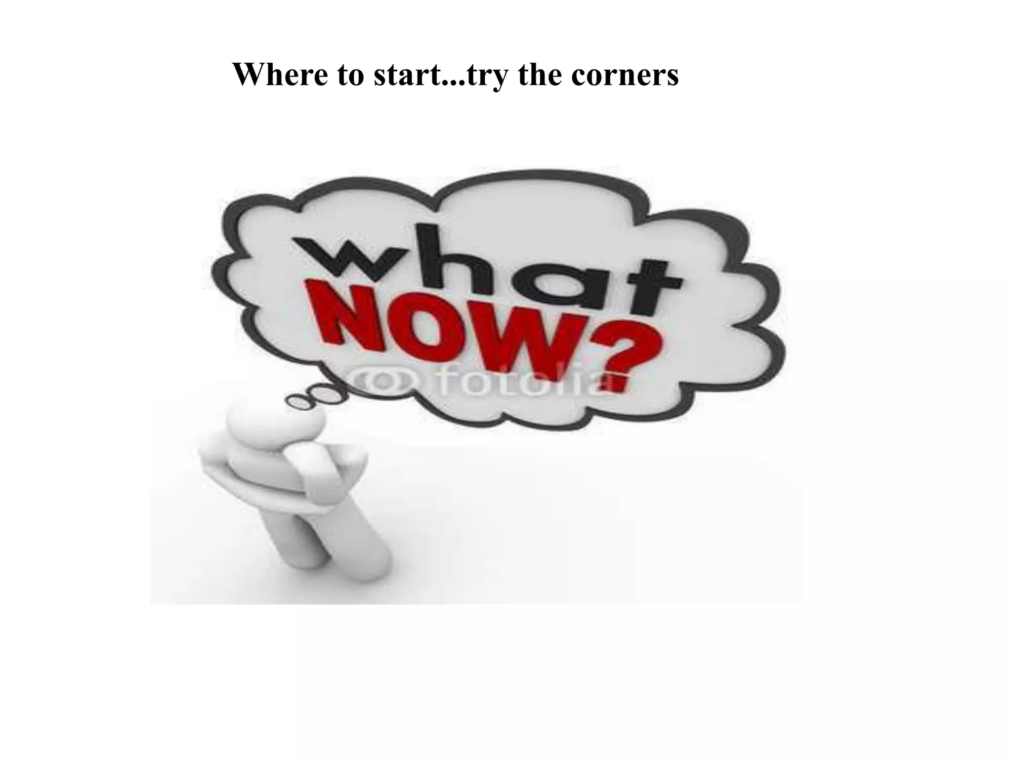 Where to start...try the corners
 