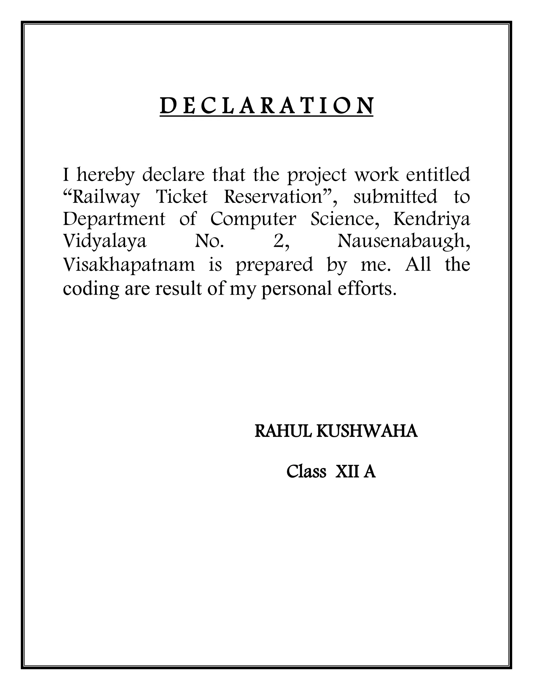 Computer Science Investigatory Project Class 12 | PDF