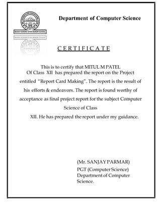 Report Card making BY Mitul Patel | DOCX