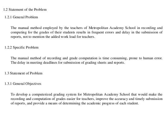 Grading system thesis objectives