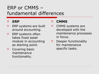 Computerized maintenance management system (cmms)
