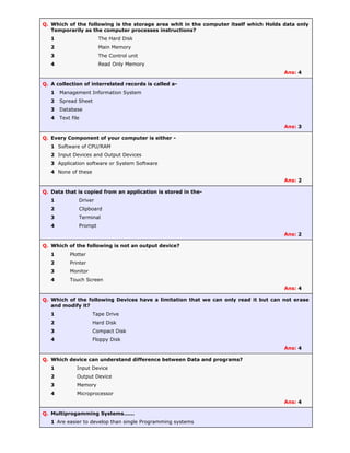 MCQ on Computer and ICT | PDF