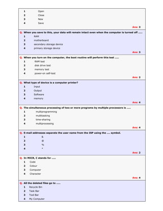 MCQ on Computer and ICT | PDF