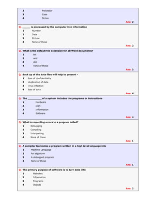 MCQ on Computer and ICT | PDF