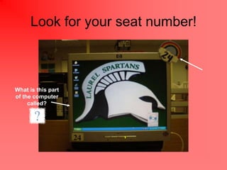 Look for your seat number!



What is this part
of the computer
     called?
 