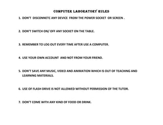 Computer laboratory rules | DOC