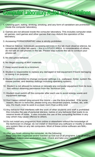 Computer Laboratory Rules and Guidelines
