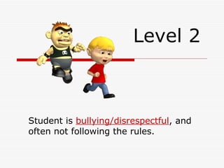 Student is  bullying/disrespectful , and often not following the rules. Level 2 