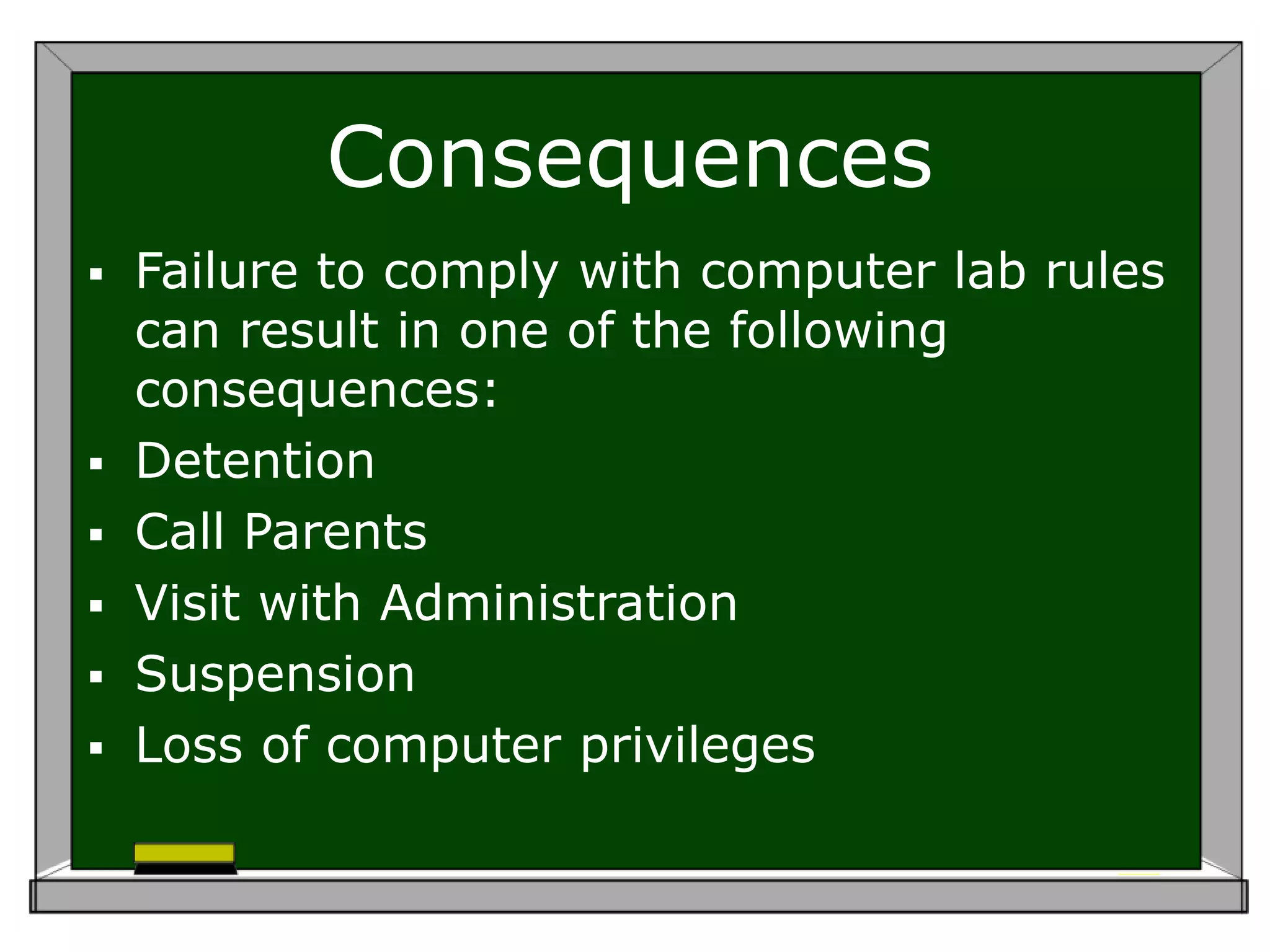 Computer Lab Suspension Form Computer lab rules | PPTX
