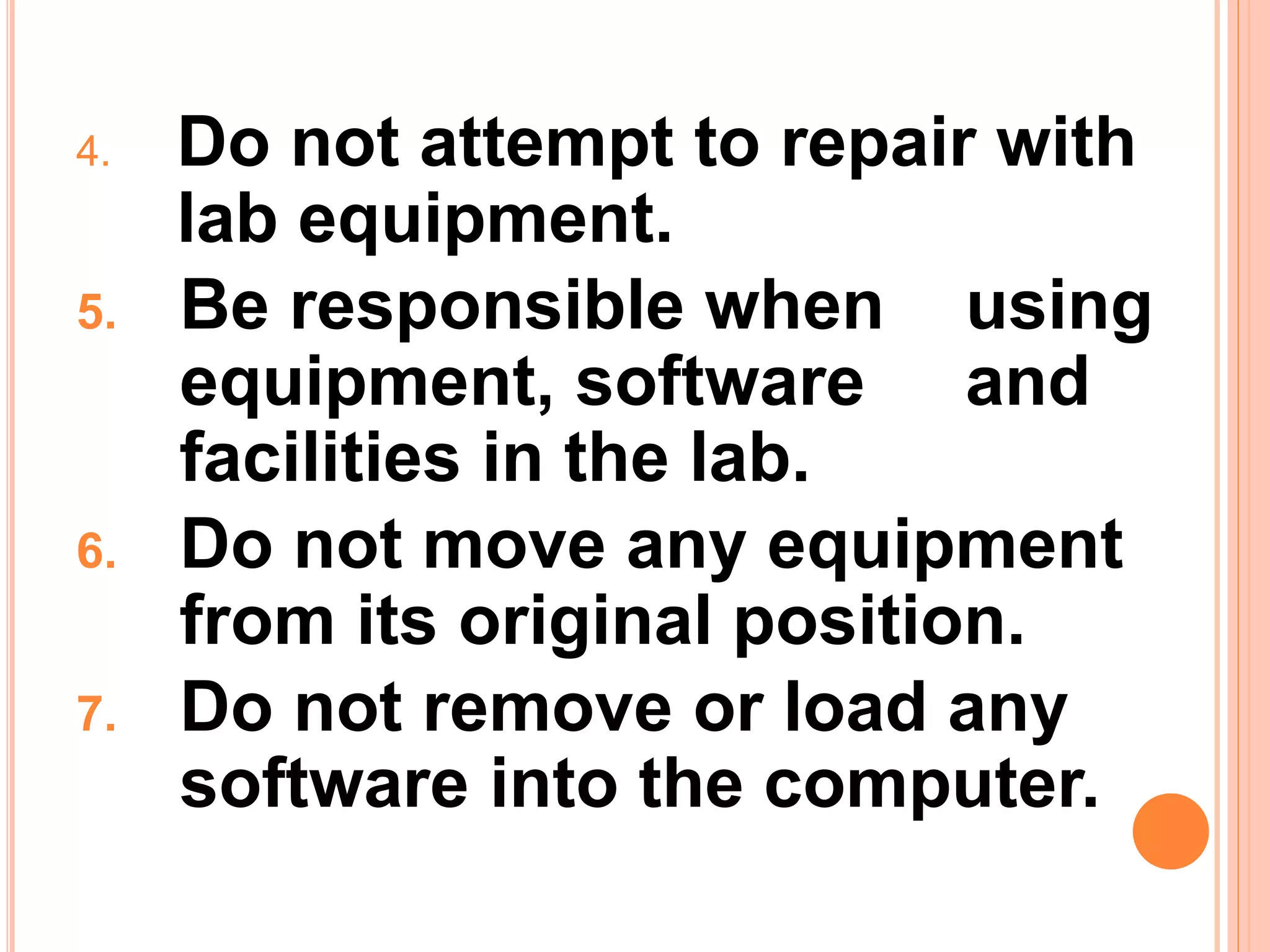 Computer lab rules and regulations PPT
